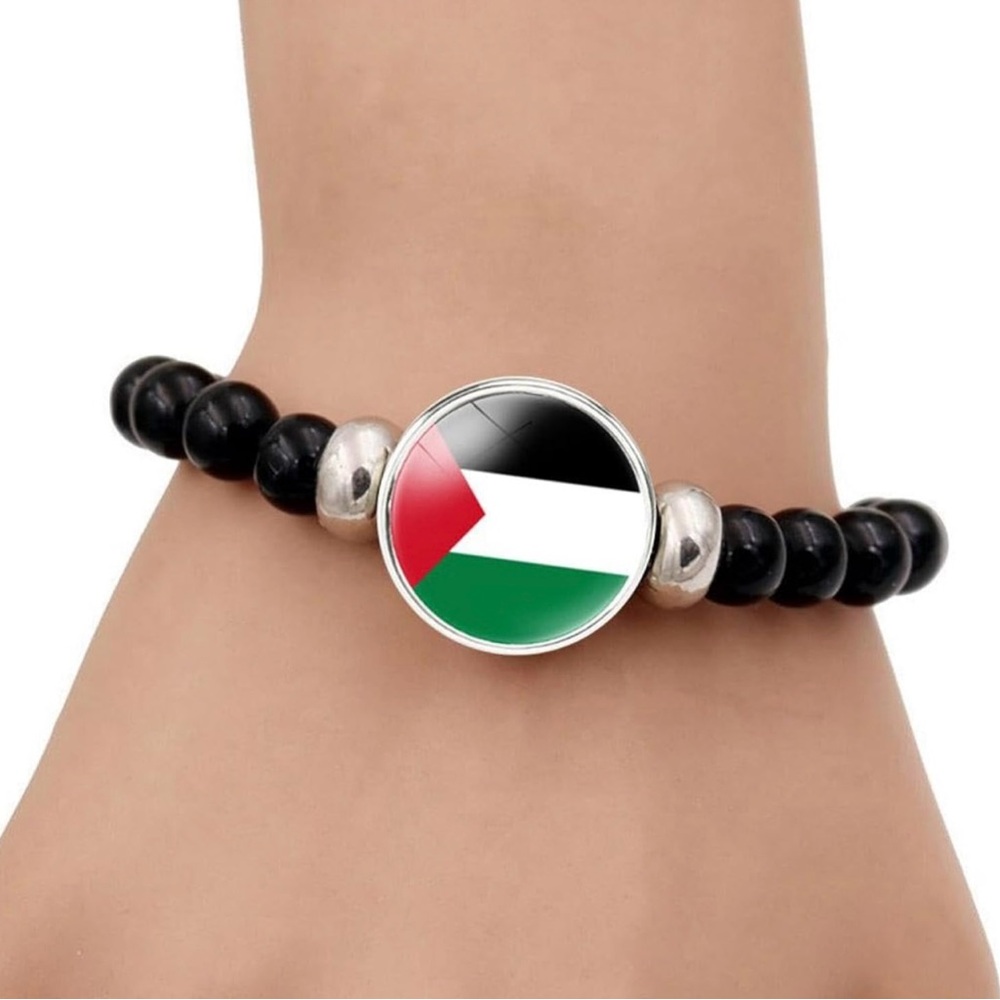Palestinian Flag Bracelet I Stand with Palestinian  Black Gemstone Beaded
